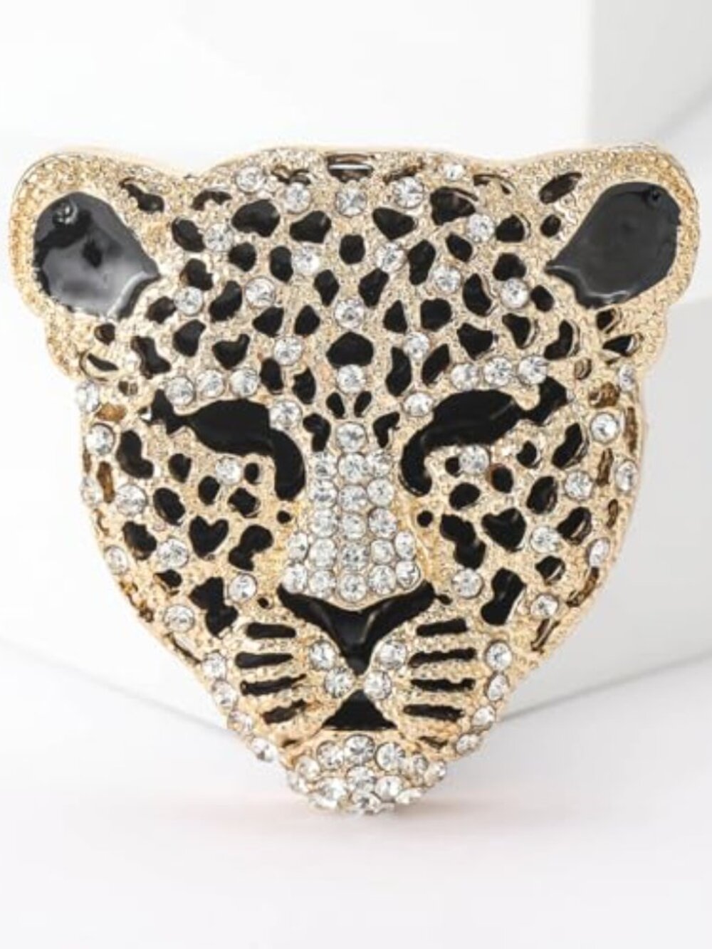 Vintage Shiny Rhinestone Leopard Head Brooches for Women Unisex Animal Pins